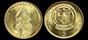 Rwanda, 5 Francs 2003 Gałązka Kawowca, KM 23, Stan I