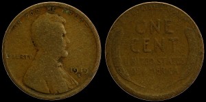 USA, 1 Cent 1919 S, Kłosy, KM 132, Stan III