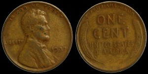 USA, 1 Cent 1937, Kłosy, KM 132, Stan III