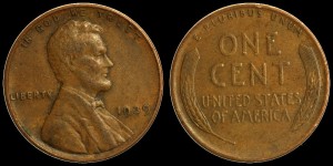 USA, 1 Cent 1939, Kłosy, KM 132, Stan III