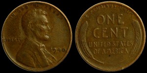 USA, 1 Cent 1940, Kłosy, KM 132, Stan III
