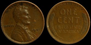 USA, 1 Cent 1941, Kłosy, KM 132, Stan III
