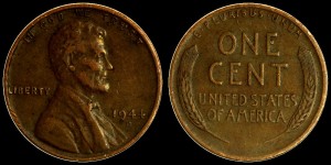 USA, 1 Cent 1944D, Kłosy, KM A132, Stan III