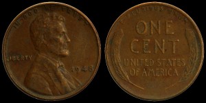 USA, 1 Cent 1948, Kłosy, KM A132, Stan III