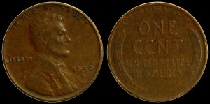 USA, 1 Cent 1950D, Kłosy, KM A132, Stan III
