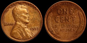 USA, 1 Cent 1953, Kłosy, KM A132, Stan III