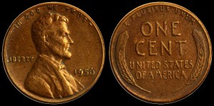 USA, 1 Cent 1956, Kłosy, KM A132, Stan III