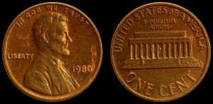  USA, 1 Cent 1980, KM 201, Stan II