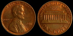  USA, 1 Cent 1981, KM 201, Stan II
