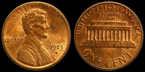 USA, 1 Cent 1983D, KM 201b, Stan II