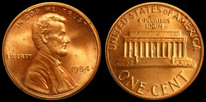  USA, 1 Cent 1984, KM 201b, Stan I