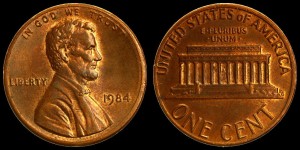  USA, 1 Cent 1984, KM 201b, Stan II