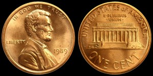  USA, 1 Cent 1989, KM 201b, Stan I-