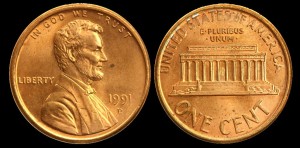  USA, 1 Cent 1991D, KM 201b, Stan I-