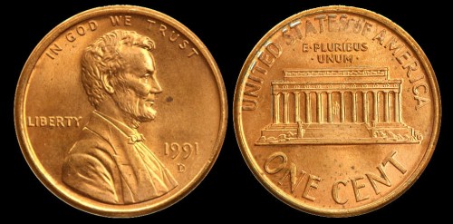 USA 1 cent 1991D km 201b st I-.jpeg