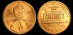  USA, 1 Cent 1992D, KM 201b, Stan I-