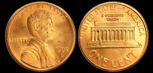 USA 1 cent 1992D km 201b st I-.jpeg