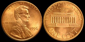  USA, 1 Cent 1996, KM 201b, Stan I-