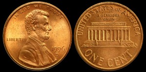  USA, 1 Cent 1996D, KM 201b, Stan I-