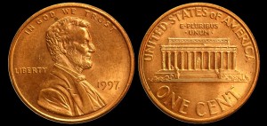  USA, 1 Cent 1997, KM 201b, Stan I-