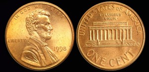  USA, 1 Cent 1998, KM 201b, Stan I-