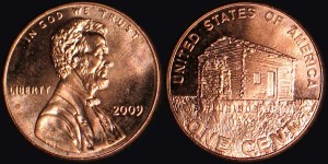  USA, 1 Cent 2009 Lincoln na pniu drzewa, KM 442, Stan I