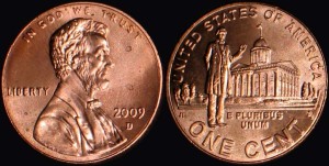  USA, 1 Cent 2009D Lincoln przed parlamentem, KM 443, Stan I
