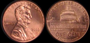  USA, 1 Cent 2009 Lincoln w białym domu, KM 444, Stan I