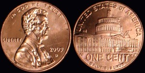  USA, 1 Cent 2009D Lincoln w białym domu, KM 444, Stan I
