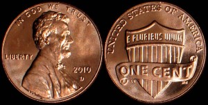  USA, 1 Cent 2010D Herb Lincolna, KM 468, Stan I