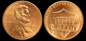  USA, 1 Cent 2013D Herb Lincolna, KM 468, Stan I