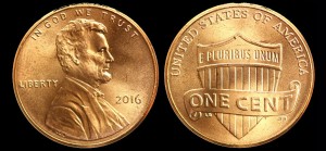  USA, 1 Cent 2016 Herb Lincolna, KM 468, Stan I