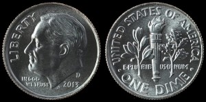 USA, 10 cents 2013D Roosevelt, KM 195a, stan I