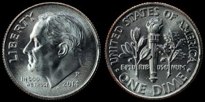USA, 10 cents 2014P Roosevelt, KM 195a, stan I