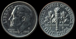USA, 10 cents 2017D Roosevelt, KM 195a, stan I