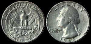 USA, 25 cents 1966 Roosevelt, KM 164a, stan III