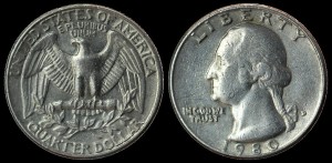 USA, 25 cents 1980 D, KM A164a, stan II