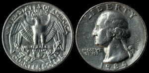 USA, 25 cents 1984 P, KM A164a, stan II