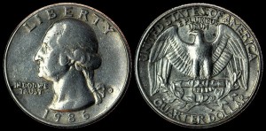 USA, 25 cents 1986 D, KM A164a, stan II