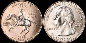 USA, 25 Cents 1999 P, Delaware, KM 293, stan I