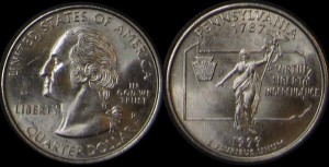 USA, 25 Cents 1999 P, Pennsylvania, KM 294, stan I