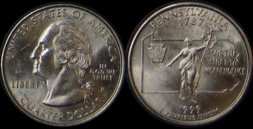 USA, 25 Cents 1999 P, KM 294, Pennsylvania.jpg