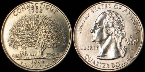 USA, 25 Cents 1999 D, KM 297, Connecticut.jpg