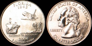 USA, 25 Cents 2004 D, Florida KM 356 , stan I