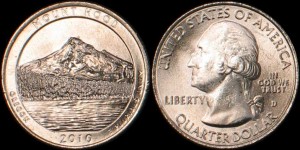 USA, 25 Cents 2010 D, KM 473 Mount Hood - Oregon, stan I
