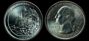 USA, 25 Cents 2012 D, KM 521, Acadia - Maine , stan I