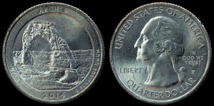USA, 25 Cents 2014 P Arches - Utah, KM 568, stan I