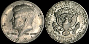USA, 1/2 Dolara 1971, J.F. Kennedy, KM 202b, Stan I