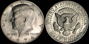 USA, 1/2 Dolara 1974, J.F. Kennedy, KM 202b, Stan I