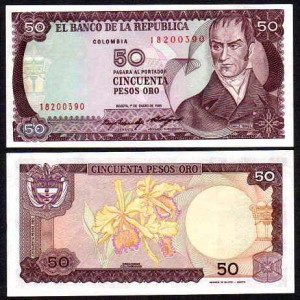 KOLUMBIA, 50 PESOS ORO 1.1.1985 Pick 425a
